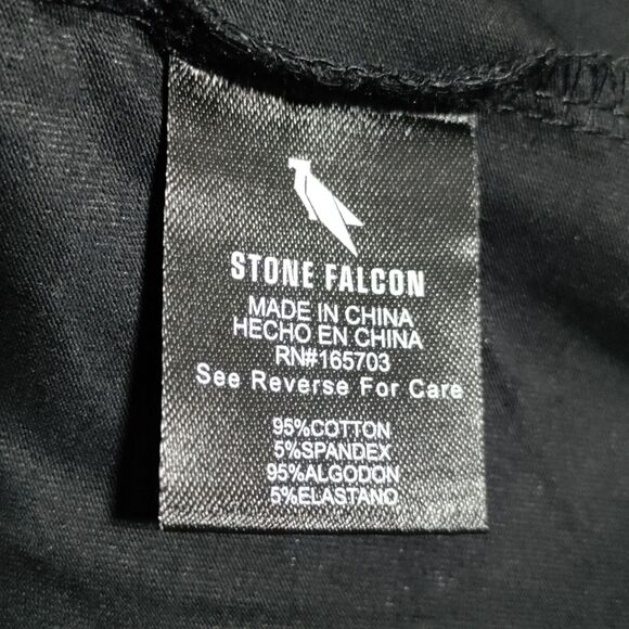 Stone Falcon Mens Shirt Size Large Black Gray Zip V-Neck Cotton Spandex NEW - Picture 12 of 13